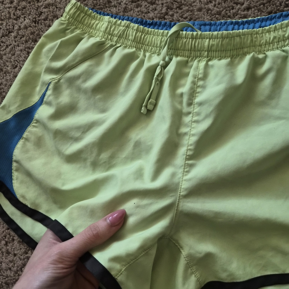 Nike Women’s Running Shorts • Neon Green w/ Blue Panels • Size Small - Picture 2 of 6
